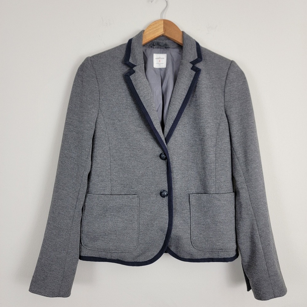 Gap The Academy Blazer Jacket Womens Size 4 Dark Heather‎ Gray Preppy Casual